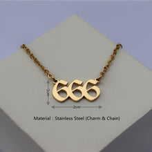 Load image into Gallery viewer, 444 666 Angel Number Pendant Necklace For Women Gold Plated Stainless Steel Jewelry 222 Lucky Number Necklace Mothers Day Gift
