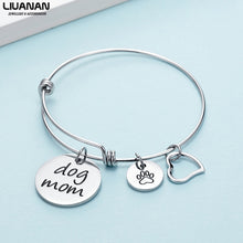 Load image into Gallery viewer, Dog Mom Jewelry Gift Bracelet for Dog Lover Charm Pet Bangle Bracelet Stainless Steel Pet Mom Mother&#39;s Day Gift Birthday Gift
