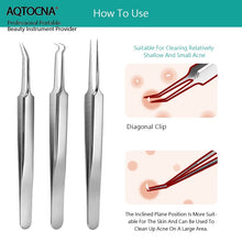 Load image into Gallery viewer, AQTOCNA 3PCS/Set Blackhead Comedone Acne Clip Pimple Blackhead Remover Tool Tweezer for Face Skin Care Tool Facial Pore Cleaner
