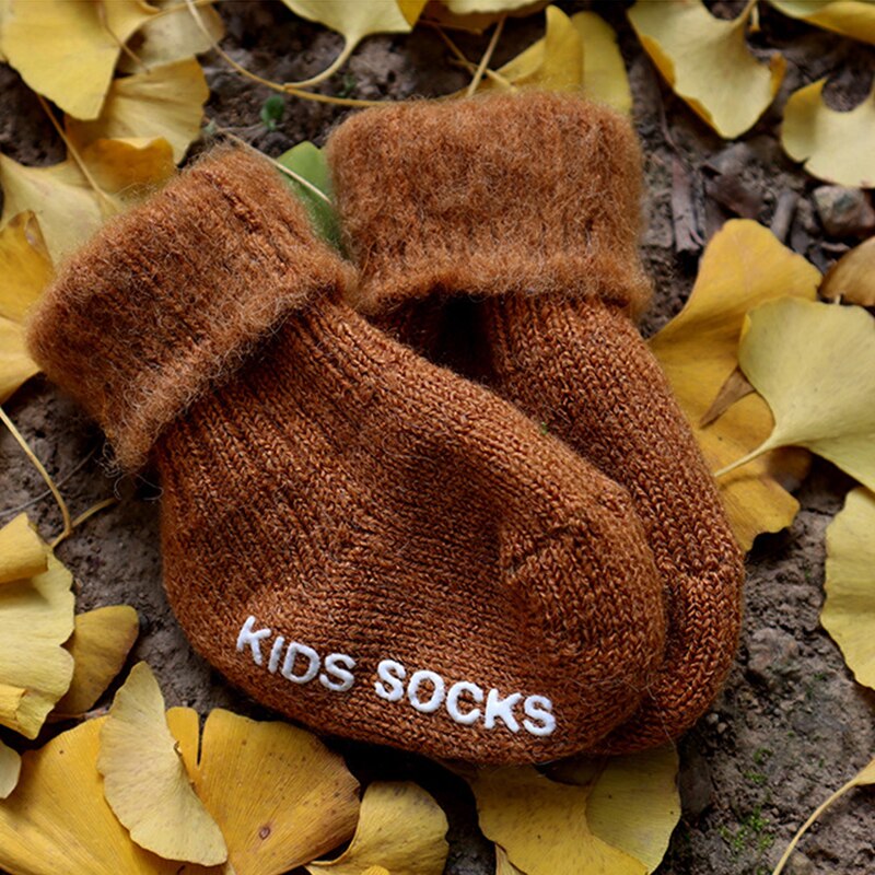 Wool Thicken Baby Socks Winter Soft Warm Kids Socks Solid Color Toddler Boys Girls Anti Slip Floor Socks Clothing Accessories
