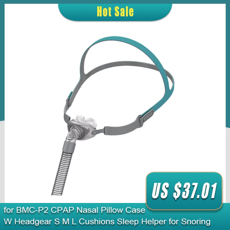 for BMC-P2 CPAP Nasal Pillow Case W Headgear S M L Cushions Sleep Helper for Snoring
