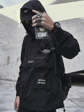 Load image into Gallery viewer, Punk Techwear Oversize Hoodie Men Black Hooded Futuristic Tactical Streetwear Outwear

