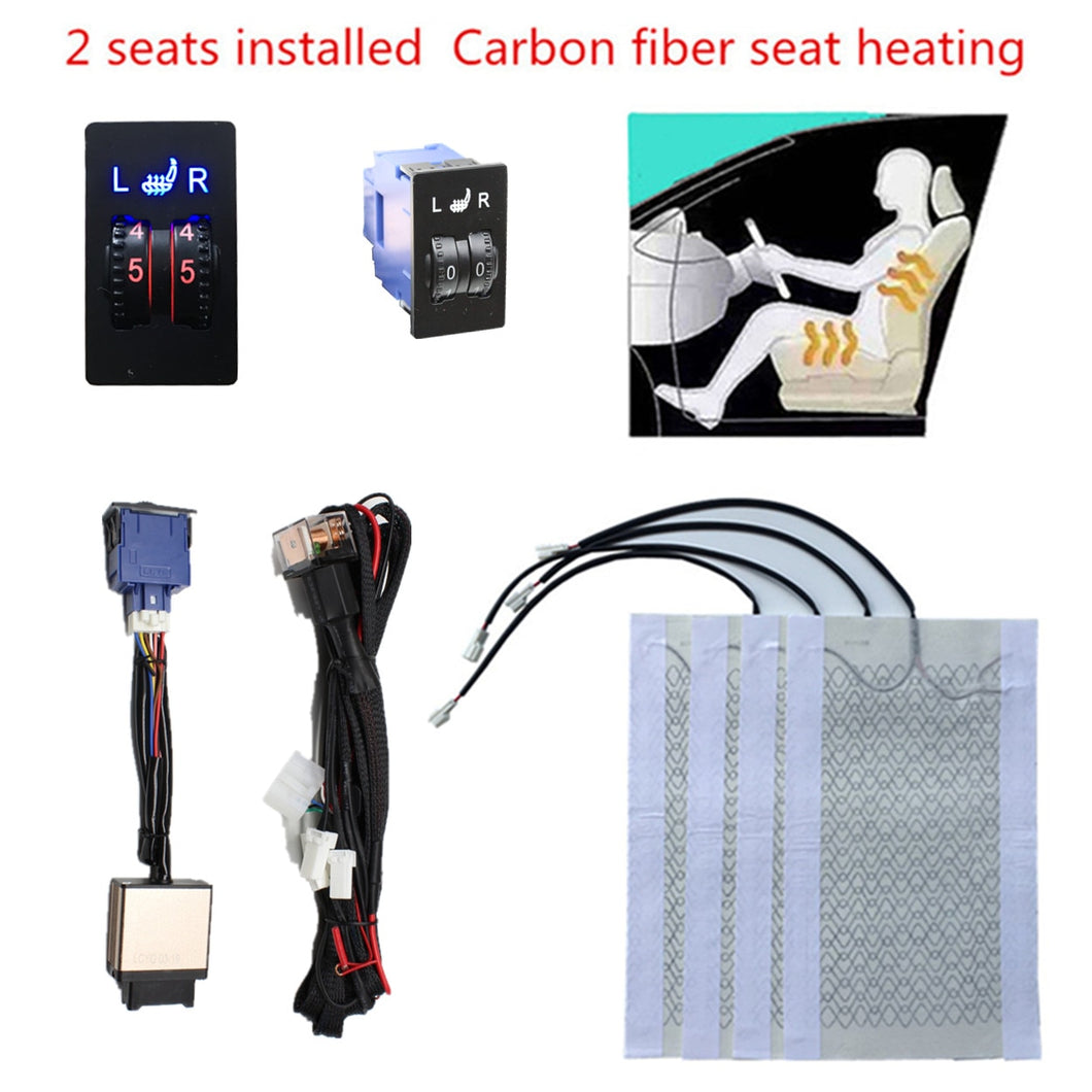 2 seats Carbon Fiber Heated Seat heating Heater Seat Covers warm heated seats Automobiles universal  12V 2 Dial 5 Level Switch
