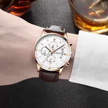 Load image into Gallery viewer, 2019 relogio masculino watches men Fashion Sport Stainless Steel Case Leather Band watch Quartz Business Wristwatch reloj hombre
