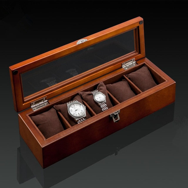 New Wood Watch Display Box Organizer Black Top Watch Wooden Case Fashion Watch Storage Packing Gift Boxes Jewelry Case