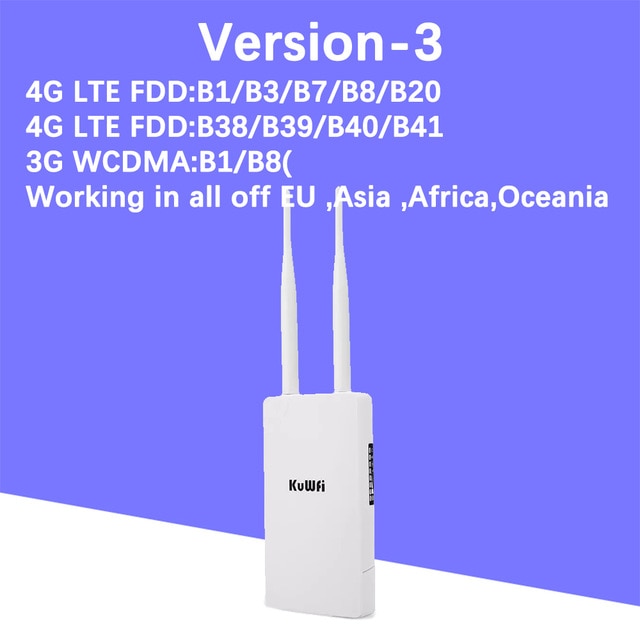 KuWFi Waterproof Outdoor 4G CPE Router 150Mbps CAT4 LTE Routers 3G/4G SIM Card WiFi Router for IP Camera/Outside WiFi Coverage