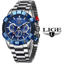Load image into Gallery viewer, LIGE 2021 New Fashion Blue Mens Watches Top Brand Luxury Clock Sports Chronograph Waterproof Quartz Watch Men Relogio Masculino
