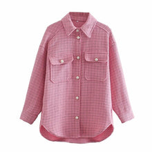 Load image into Gallery viewer, ZXQJ Tweed Women Vintage Oversize Plaid Shirts 2021 Spring-Autumn Chic Ladies Streetwear Loose Shirt Elegant Female Outfit Girls
