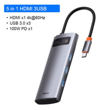Load image into Gallery viewer, Baseus USB C HUB USB to Multi HDMI-compatible USB 3.0 RJ45 Carder Reader OTG Adapter USB Splitter for MacBook Pro Air HUB Dock
