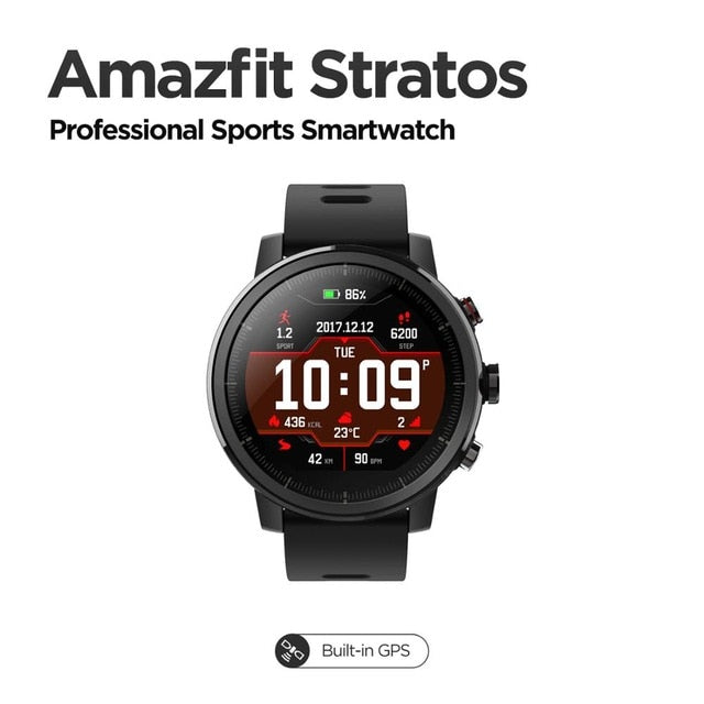 Original Amazfit Stratos Smartwatch Smart Watch Bluetooth GPS Calorie Count 50M Waterproof for Android iOS Phone