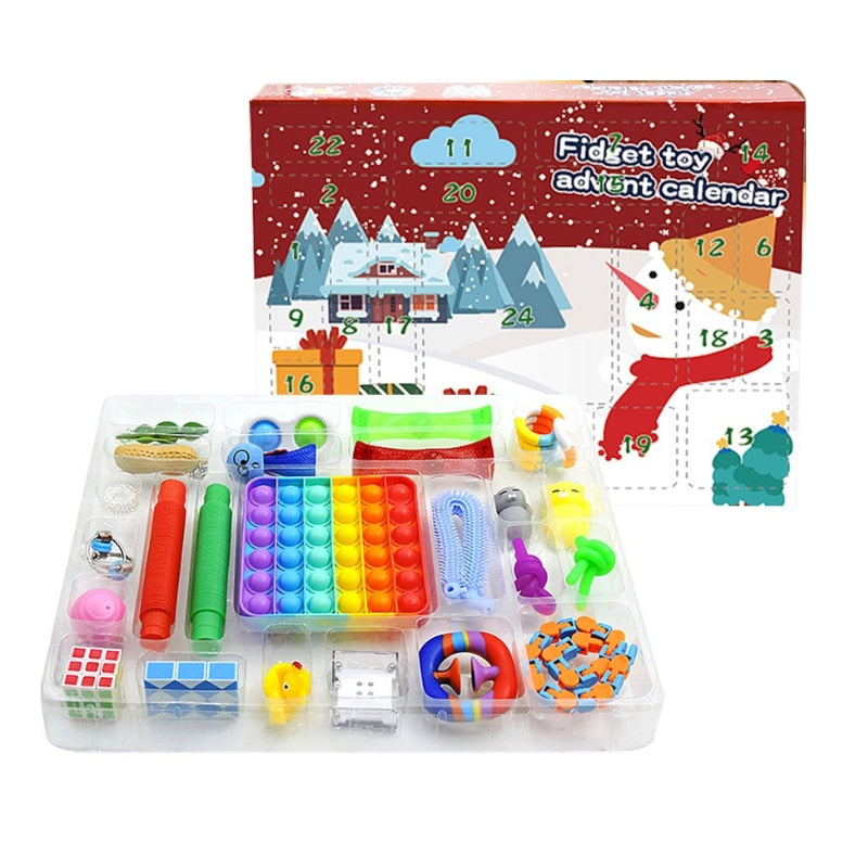 Fidget Toy Box Gift Merry Christmas Countdown Calendar 24 Days Fidget Toys Kit For Children Antistress Set Popete Toys Pack