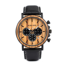 Load image into Gallery viewer, BOBO BIRD Wooden Men Watches Relogio Masculino Top Brand Luxury Stylish Chronograph Military Watch Great Gift for Man OEM
