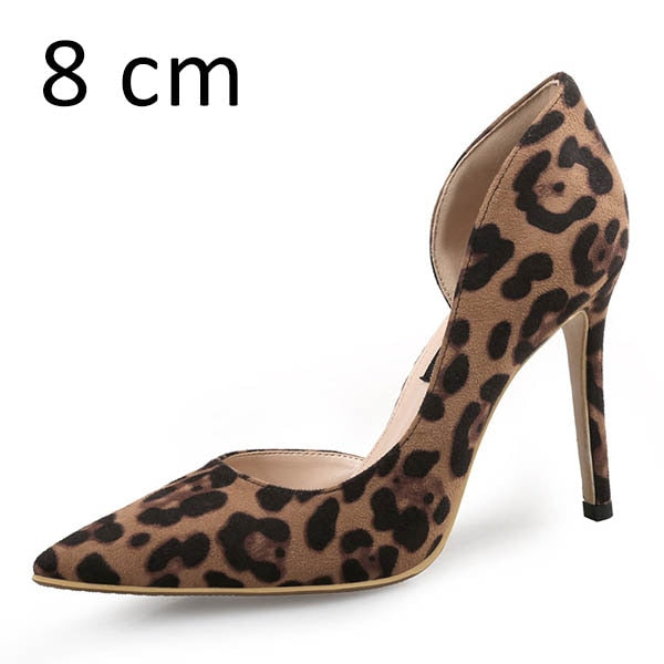 Autumn Sexy Leopard Women Shoes High Heels 6-10CM Elegant Office Pumps Shoes Women Animal Print Pointed Toe Luxury Singles Shoes