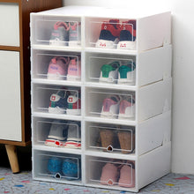 Load image into Gallery viewer, 6pc Transparent shoe box storage shoe boxes thickened dustproof shoes organizer box can be superimposed combination shoe cabinet
