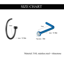 Load image into Gallery viewer, BONISKISS 20G U Shaped Nose Rings Hoop L-Shaped Stainless Steel Nose Rings Studs Screw Opal Nose Piercing Hoop Jewelry
