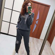 Load image into Gallery viewer, 2021 Luxury Sequined Knit Women  Clothes  Fashion  Tracksuits Y2K Oversized Pullover Sweaters 2 Pieces Harem Pant Sets  Outfits
