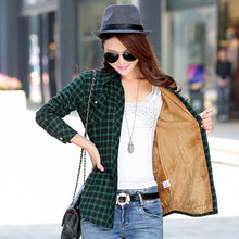 Load image into Gallery viewer, 2021 Winter New Hot Sale Women Plus Velvet Thicke Warm Plaid Shirt Style Coat Jacket Woman Casual Tops Clothes Lady Outerwear
