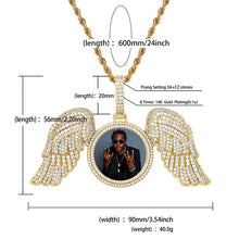 Load image into Gallery viewer, TOPGRILLZ New Angel Wings Custom Photo Medallion Pendant And Necklace Iced Out  Cubic Zirconia Pendant Hip Hop Jewelry Gift
