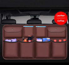 Load image into Gallery viewer, PU Leather Car Rear Seat Back Storage Bag High Quality Car Trunk Organizer Auto Stowing Tidying Interior Accessories Universal
