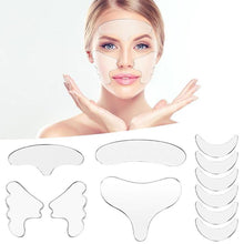 Load image into Gallery viewer, 2/11/16/18pcs Reusable Silicone Removal Sticker Face Forehead Neck Eye Sticker Pad Anti Aging Skin Lifting Care
