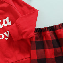 Load image into Gallery viewer, 2021-07-02 Lioraitiin 0-3Years Toddler Baby Girl 2Pcs Fashion Christmas Clothing Set Long Sleeve Letter Printed Top Plaid Pants
