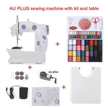 Load image into Gallery viewer, INNE Sewing Machine Mini Portable Household Night Light Foot Pedal Straight Line Hand Table Two Thread Kit Electric
