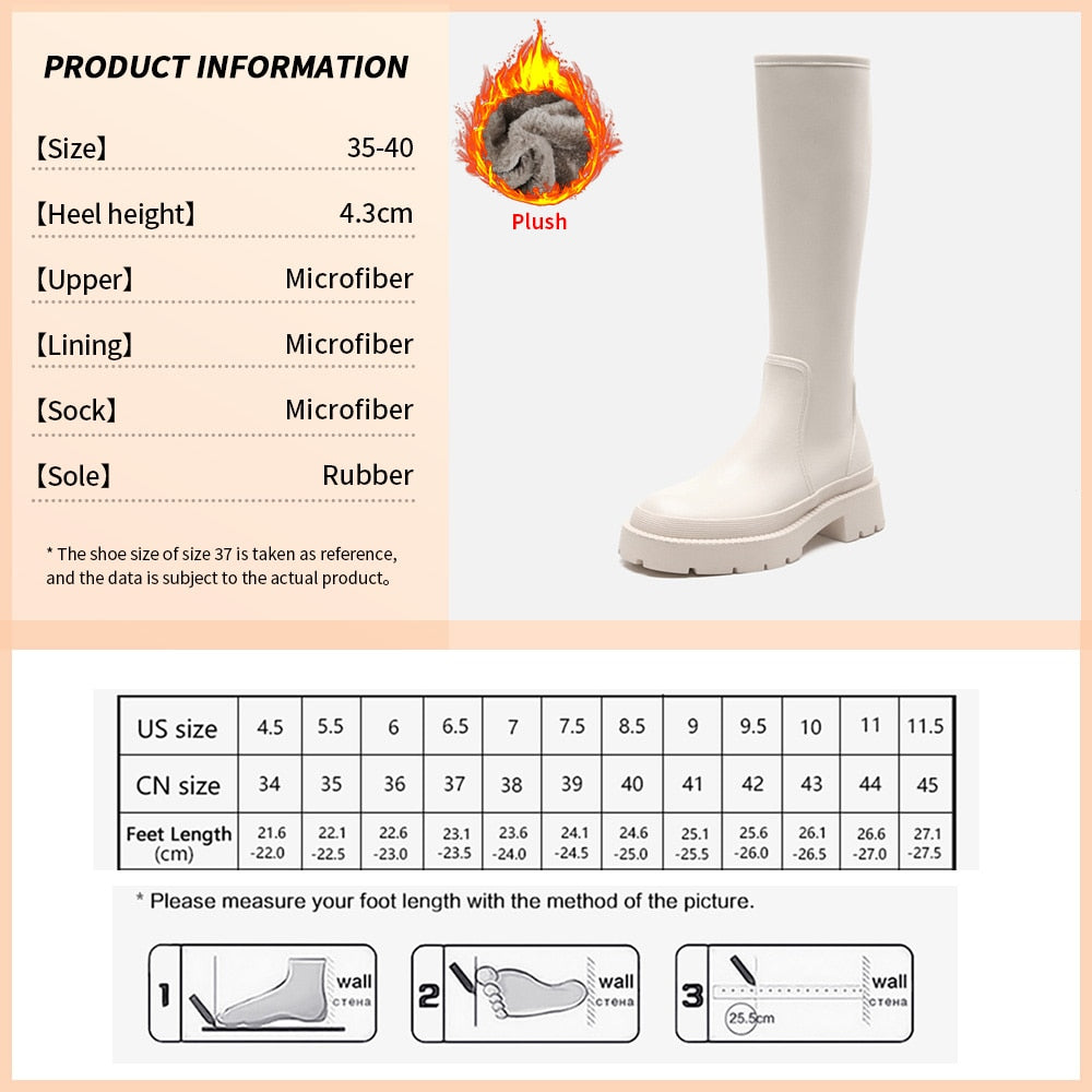 U-Double Brand Women Knee Boots Fashion Casual Platform Winter Shoes For Woman 2022 Warm Fur Long Boots Office Lady Footwear