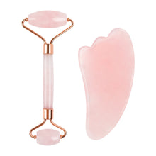 Load image into Gallery viewer, Rose Quartz Jade Roller Face Slimming Massager Face Lifting Natural Jade Stone Facial Massage Roller Skin Care Beauty Set Box
