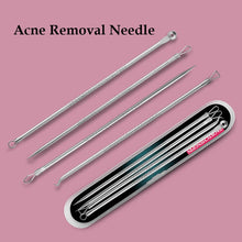 Load image into Gallery viewer, 4pcs/Set Acne Removal Needle Stainless Steel Pimple Blackhead Remover Tool Blemish Face Skin Care Beauty Facial Pore Cleaner
