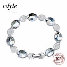 Load image into Gallery viewer, Cdyle Brand Female Jewelry Austrian Crystals Oval Link Bracelet with Micro Pave Zircon Fashion 925 Sterling Silver Bracelet
