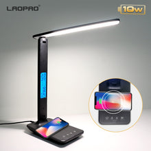 Load image into Gallery viewer, LAOPAO 10W QI Wireless Charging LED Desk Lamp With Calendar Temperature Alarm Clock Eye Protect Study Business Light Table Lamp
