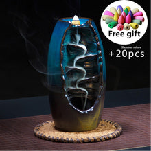 Load image into Gallery viewer, With 20Pcs Cones Free Gift Waterfall lncense Burner Ceramic Incense Holder Home Decor Best Christmas Gift

