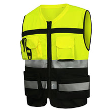 Load image into Gallery viewer, High Visibility Security Reflective Vest Pockets Construction Traffic Outdoor Safety Cycling Wear Night Riding for Men
