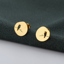 Load image into Gallery viewer, Cute Hollow Bird On A Branch Studs Earring Round Shape Pendant Lovely Animal Anime Earring For Women Girls Fashion Jewelry Gift
