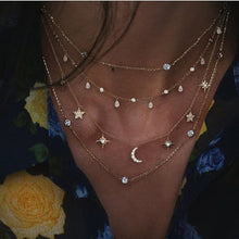 Load image into Gallery viewer, Bohemian Multi-layer Moon Star Necklace For Women Gold Color 2020 Vintage Pendants Necklaces Geometry Chokers Jewelry Gift
