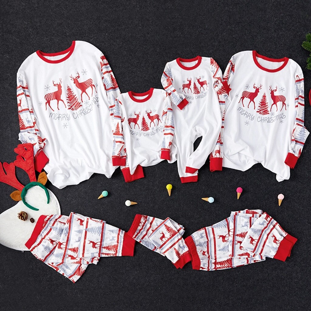 Xmas Moose Fairy Christmas Family Matching Pajamas Set Adult Kids Sleepwear Nightwear Pjs Photgraphy Prop Party Clothing