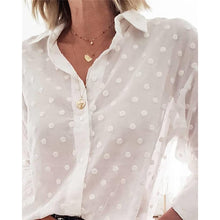 Load image into Gallery viewer, Fashion Womens Shirts Tops Polka Dot Blouses Elegant White OL Shirt Ladies Long Sleeve Streetwear Tops Fall Clothing
