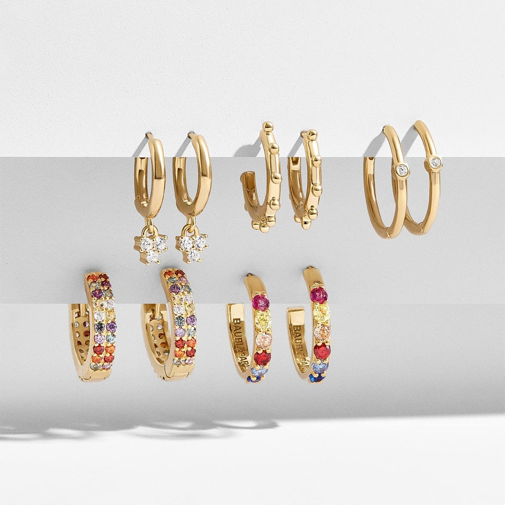 Color Zircon Earrings for Women 5 Pair Geometric Small Hoop Earring Set Huggie Fashion Jewelry Wedding Bijoux Brincos Femme