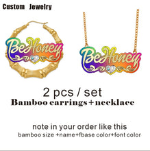Load image into Gallery viewer, BeHoney Fashion Simple Personality Acrylic Custom Name bamboo Earrings Cartoons rainbow Name Necklace  Jewelry Christmas Gift C4
