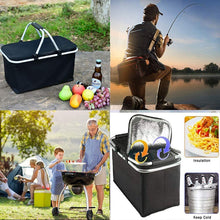 Load image into Gallery viewer, Folding Picnic bag For Camping Basket Thermal Cooler Bag For Camping supplies For Shopping Storage Beach Box Oxford Cloth
