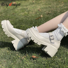 Load image into Gallery viewer, shoes on heels Lolita platform shoes women Japanese Style Mary Jane Shoes Vintage Girls High Heel College Student shoes boots 42
