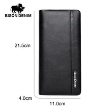 Load image into Gallery viewer, BISON DENIM fashion luxury men wallets genuine leather large capacity long double zipper male clutch purse brand wallet
