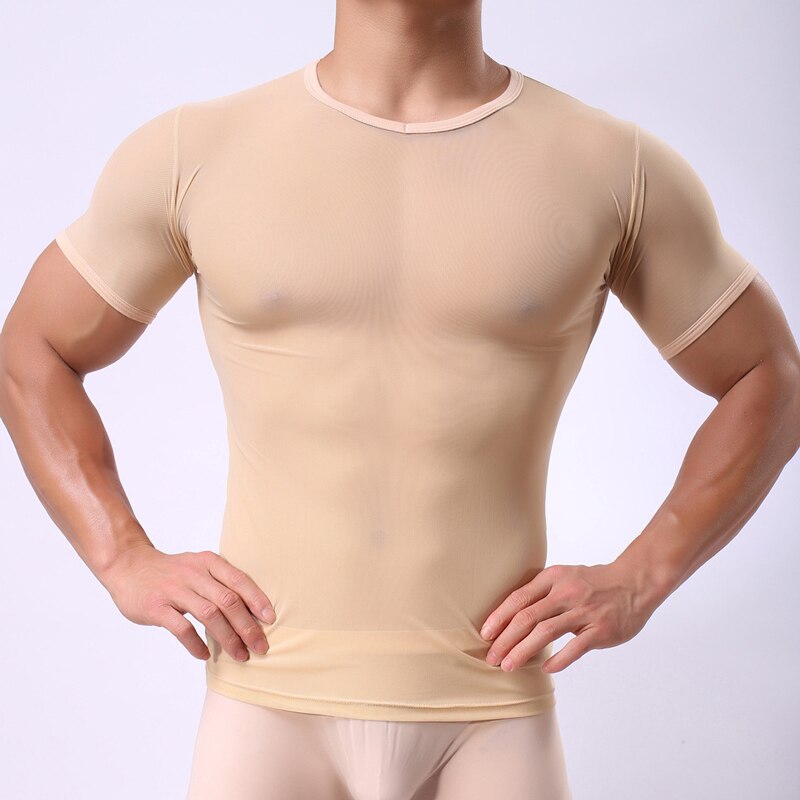 Men's Sexy Transparent Short Sleeve T-shirt 2020 Fashion See-through Underwear Shirts Men Mesh Sheer Top Understshirts Sleepwear