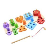 Load image into Gallery viewer, Montessori Educational Wooden Toys Children BusyBoard Math Fishing Children&#39;s Wooden Preschool Montessori Toy Counting Geometry
