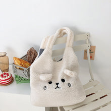 Load image into Gallery viewer, New Winter Soft Plush Tote Bag Women Cartoon Embroidery Imitation Lamb Hair Shoulder Bag For Women 2020 Shopper Bag
