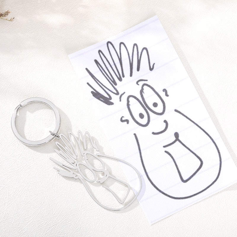 Customized Children's Drawing Keychain Kid's Art Child Artwork Personalized Keyring Custom Name Jewelry Christmas gift for Kids