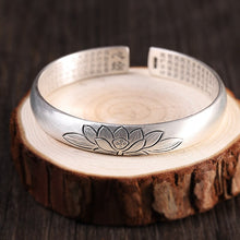 Load image into Gallery viewer, 999 Pure Silver Women&#39;s Lotus Heart Sutra Bracelet

