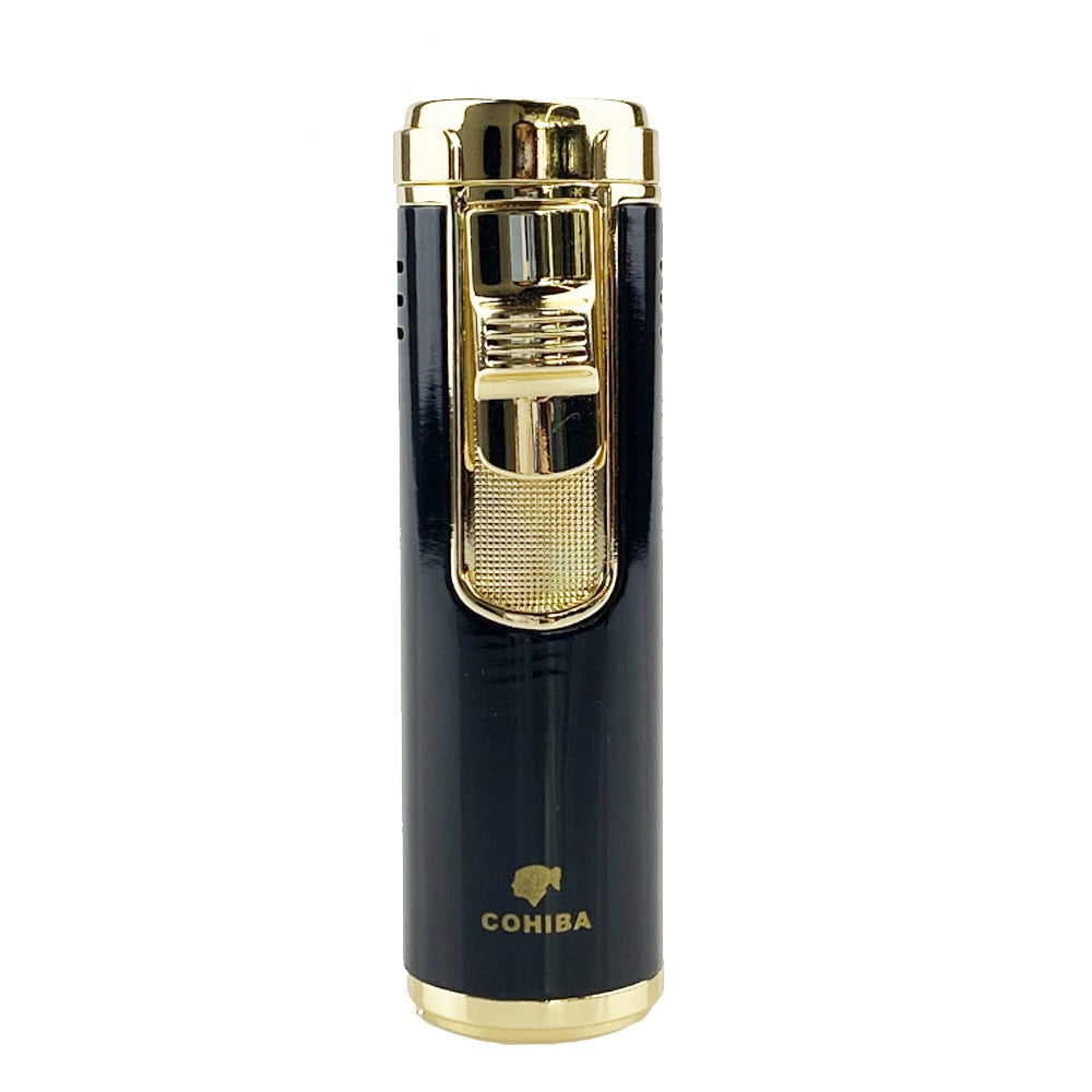 COHIBA Cigar Lighter Torch Jet Flame Refillable With Punch Windproof Cigar Lighter Tool Accessories for Gift Box