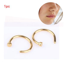 Load image into Gallery viewer, New 1pc Medical Steel Titanium Steel Sexy Open U Shape Semicircle Ear Clip Nasal Clip Nose Ring Nose Stud Piercing Jewelry

