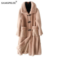 Load image into Gallery viewer, Real Fur Coat High Quality 2021 New Long Sheep Shearling Women Winter Jackets Wool Casual Coats Korean Style Jaqueta Feminina
